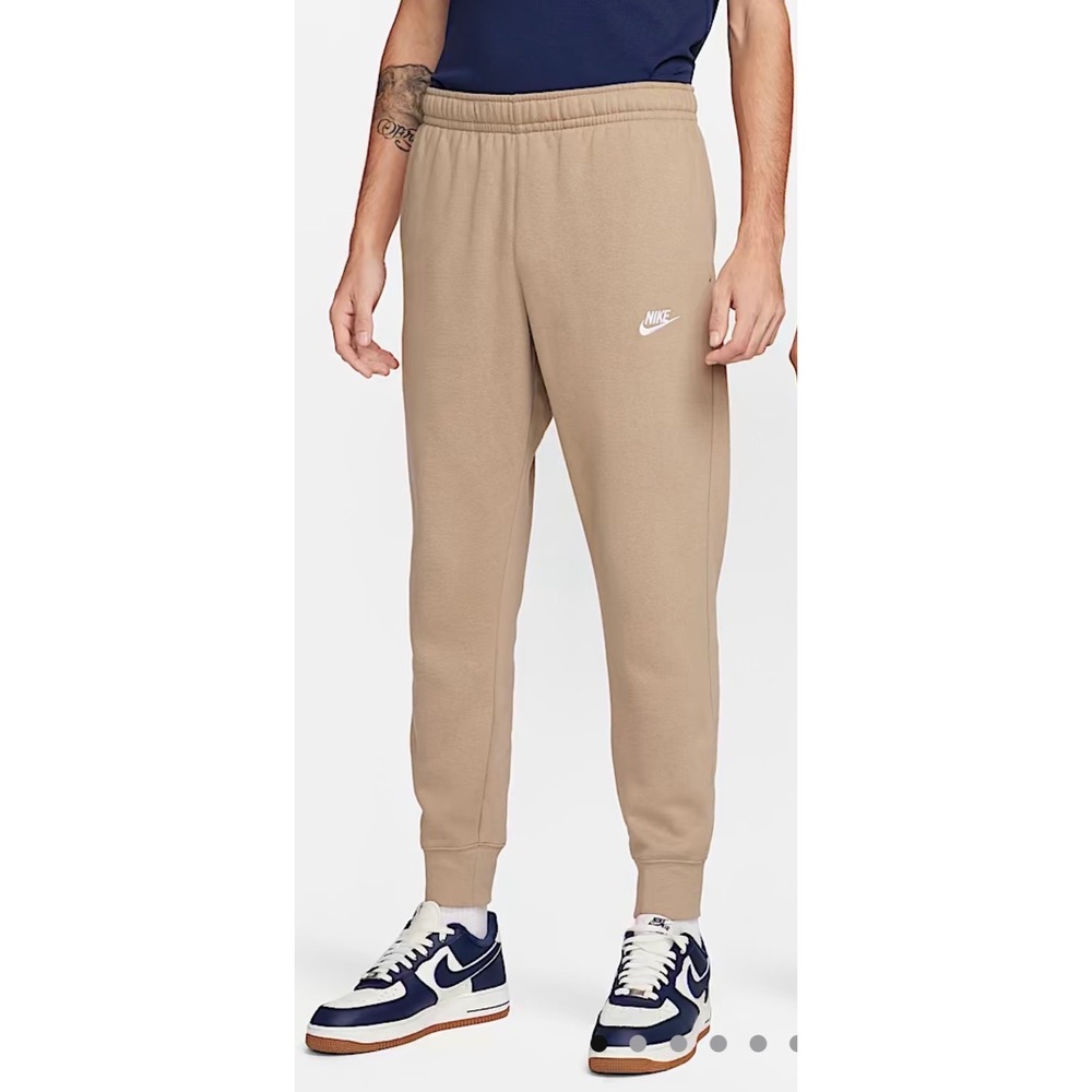 Nike Sportswear Club Fleece Joggers Mens Khaki Tan Sweatpants FN3787-297 Medium